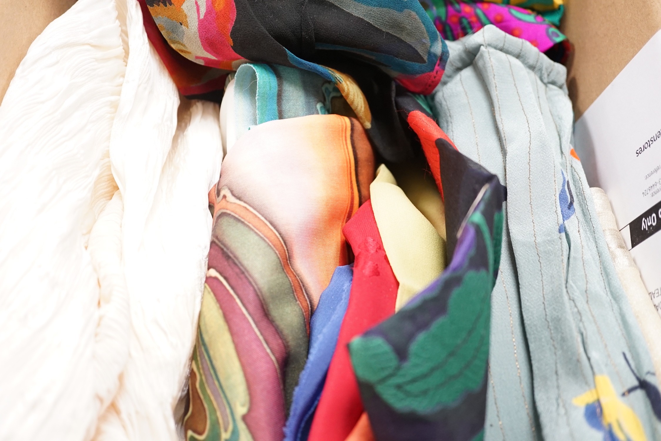 A 1930’s lamé length of fabric and other woven and printed fabrics from 1920’s-60’s
